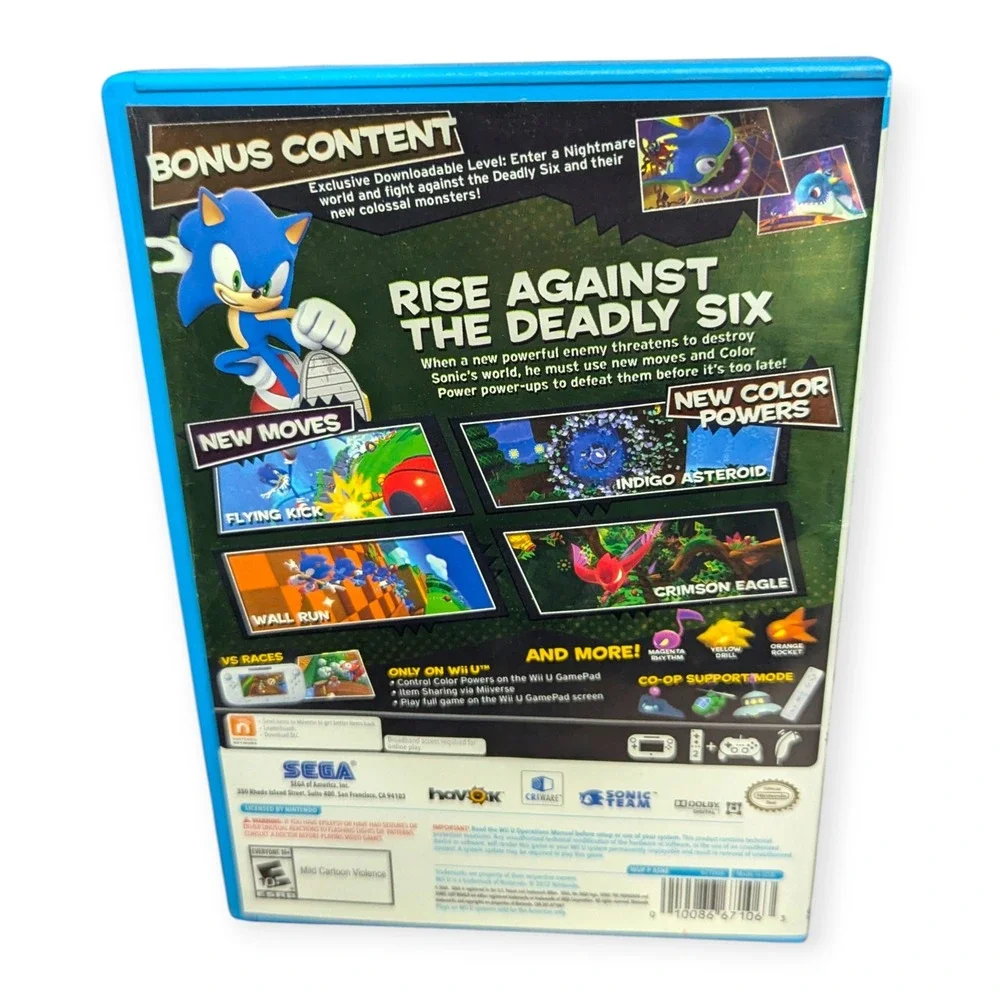Sonic‎ Lost World Deadly Six Bonus Edition Nintendo Wii U CIB Sega Game